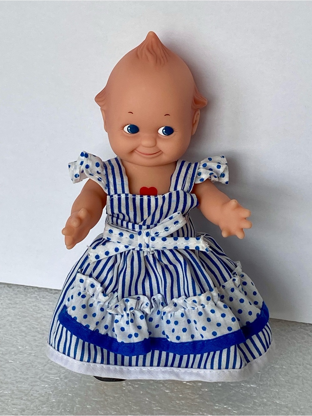 Vintage 1991 Jesco Small Vinyl Kewpie Doll with Red Heart on Chest 6.5" Tall